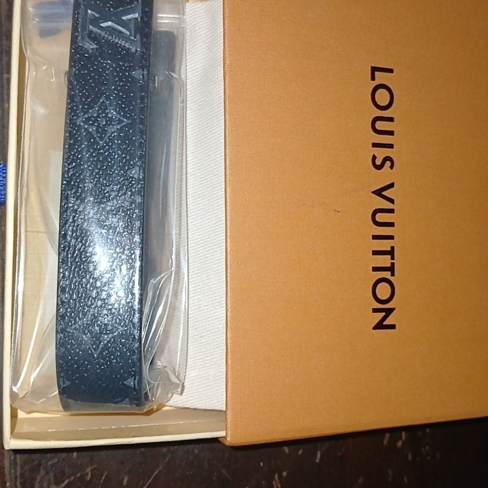 Louis Vuitton Textured Black Slim Bracelet